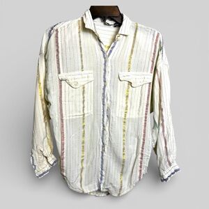 Vintage Rare y2k Andrew sport colorful metallic striped button down Small shimme